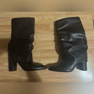 Black Slouchy Knee-High Boots